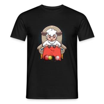 Sweet crochet knitting sheep animal lover - Men's T-Shirt - black - Front - AI Model Male 178 light (178cm)