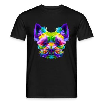 Geometrischer Yorkshire Terrier Hundebesitzer - Männer T-Shirt - Schwarz - Vorne - AI Model Male 178 light (178cm)