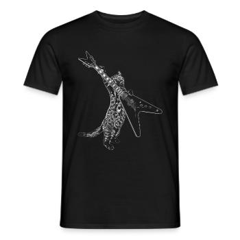 Coole Musik Katze spielt E-Gitarre Spieler - Männer T-Shirt - Schwarz - Vorne - AI Model Male 178 light (178cm)