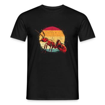 Vintage Ant Nature Forest Illustration - Men's T-Shirt - black - Front - AI Model Male 178 light (178cm)