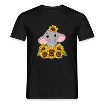 Doux tournesol Éléphant Amoureux des animaux Safari - T-shirt homme - noir - Devant - AI Model Male 178 light (178cm)