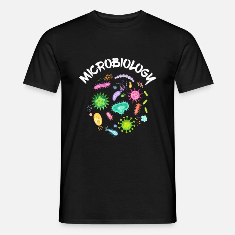 Microscope de bactéries microbiologie scientifique - T-shirt homme - noir