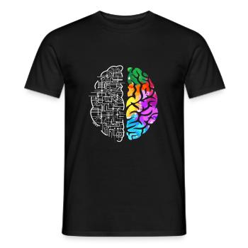 Art de la science du cerveau coloré - T-shirt homme - noir - Devant - AI Model Male 178 light (178cm)