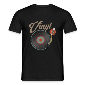 Vinyl Schallplatte Turntable Musik Schallplatte DJ - Männer T-Shirt - Schwarz - Vorne - AI Model Male 178 light (178cm)