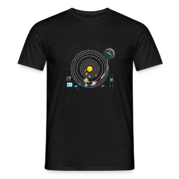Astronomy Planets Vinyl Record Player DJ - T-shirt homme - noir - Devant - AI Model Male 178 light (178cm)