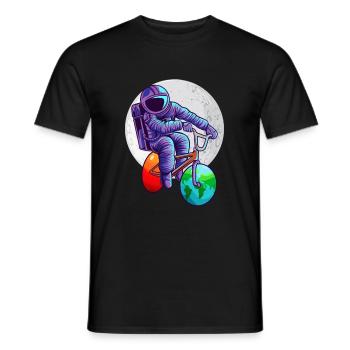Espace astronaute vélo lune mars terre planète - T-shirt homme - noir - Devant - AI Model Male 178 light (178cm)