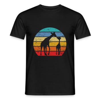 Niedliche Giraffe Mutter Kind Vintage Giraffen - Männer T-Shirt - Schwarz - Vorne - AI Model Male 178 light (178cm)