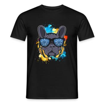 Französische Bulldogge Hund DJ Frenchie - Männer T-Shirt - Schwarz - Vorne - AI Model Male 178 light (178cm)
