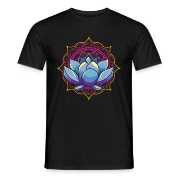Spirituelles Mandala Lotus Kunst - Männer T-Shirt - Schwarz - Vorne - AI Model Male 178 light (178cm)