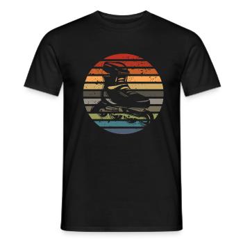 Patin à roues alignées sport patineur vintage patins à roues alignées - T-shirt homme - noir - Devant - AI Model Male 178 light (178cm)