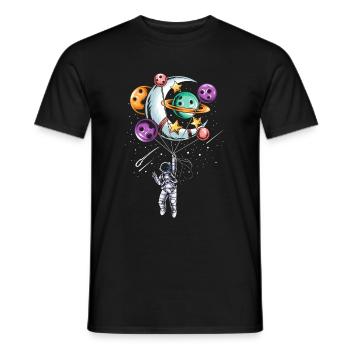 Astronaut Ballon Planeten Illustrationen - Männer T-Shirt - Schwarz - Vorne - AI Model Male 178 light (178cm)