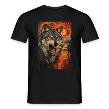Wolf - Männer T-Shirt - Schwarz - Vorne - AI Model Male 178 light (178cm)