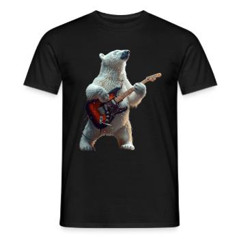Ours blanc - T-shirt homme - noir - Devant - AI Model Male 178 light (178cm)