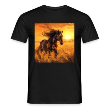 Pferd - Männer T-Shirt - Schwarz - Vorne - AI Model Male 178 light (178cm)