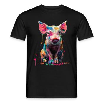 Schwein - Männer T-Shirt - Schwarz - Vorne - AI Model Male 178 light (178cm)