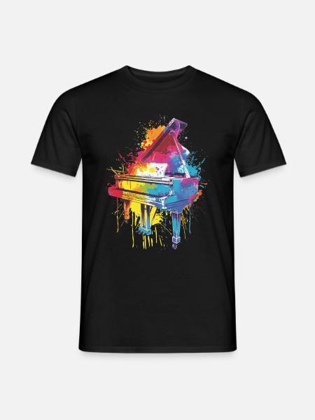 Klavier - Männer T-Shirt - Schwarz