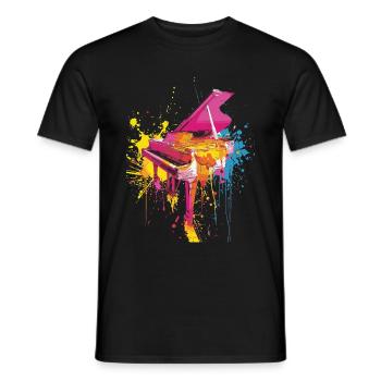 Piano - Men's T-Shirt - black - Front - AI Model Male 178 light (178cm)