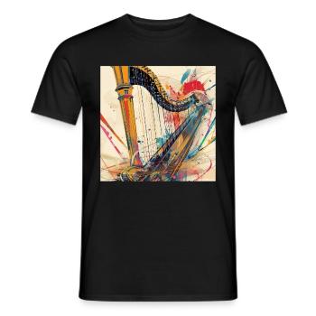 Harfe - Männer T-Shirt - Schwarz - Vorne - AI Model Male 178 light (178cm)