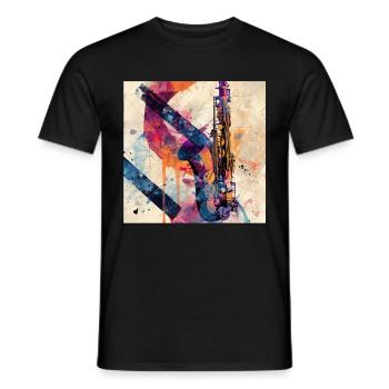 Saxophon - Männer T-Shirt - Schwarz - Vorne - AI Model Male 178 light (178cm)