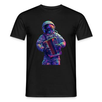 Astronaut Akkordeon - Männer T-Shirt - Schwarz - Vorne - AI Model Male 178 light (178cm)