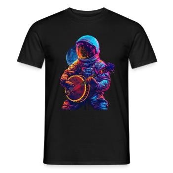 Astronaut Banjo - Men's T-Shirt - black - Front - AI Model Male 178 light (178cm)