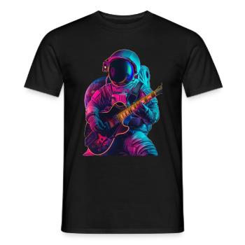 Astronaut Guitar - Men's T-Shirt - black - Front - AI Model Male 178 light (178cm)