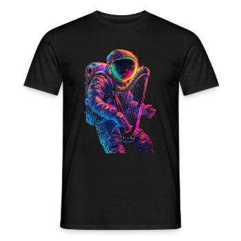 Astronaut Harfe - Männer T-Shirt - Schwarz - Vorne - AI Model Male 178 light (178cm)
