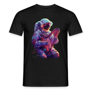 Astronaut Harfe - Männer T-Shirt - Schwarz - Vorne - AI Model Male 178 light (178cm)