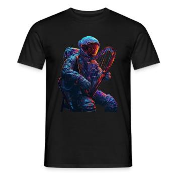 Astronaut Harfe - Männer T-Shirt - Schwarz - Vorne - AI Model Male 178 light (178cm)