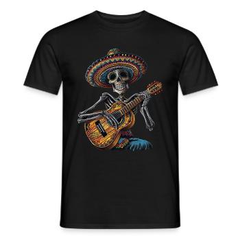 Ukulélé Mexicain Squelette - T-shirt homme - noir - Devant - AI Model Male 178 light (178cm)