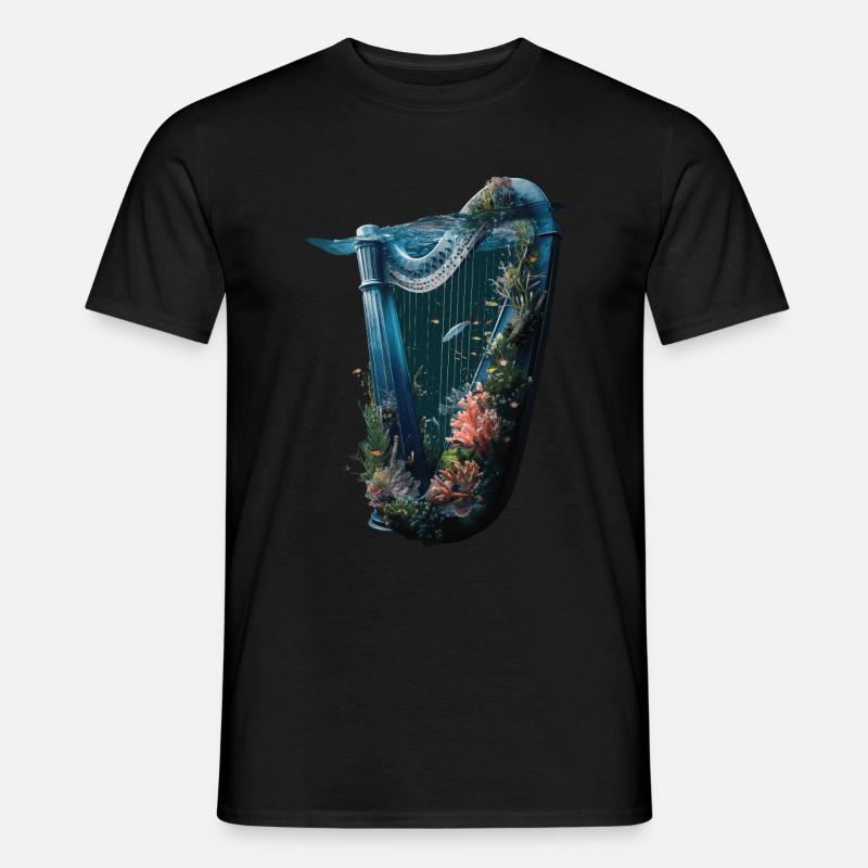 Fisch Harfe - Männer T-Shirt - Schwarz