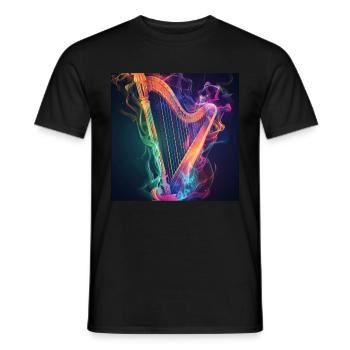 Harfe - Männer T-Shirt - Schwarz - Vorne - AI Model Male 178 light (178cm)