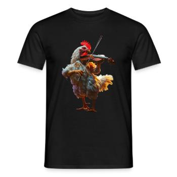 Rooster Violin - Men's T-Shirt - black - Front - AI Model Male 178 light (178cm)