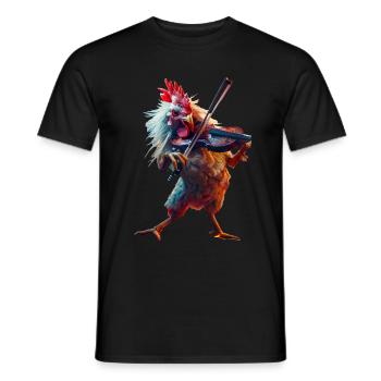 Rooster Violin - Men's T-Shirt - black - Front - AI Model Male 178 light (178cm)