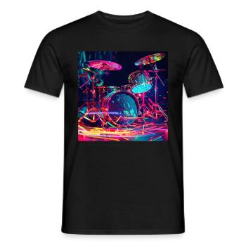 Schlagzeug - Männer T-Shirt - Schwarz - Vorne - AI Model Male 178 light (178cm)