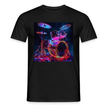 Schlagzeug - Männer T-Shirt - Schwarz - Vorne - AI Model Male 178 light (178cm)