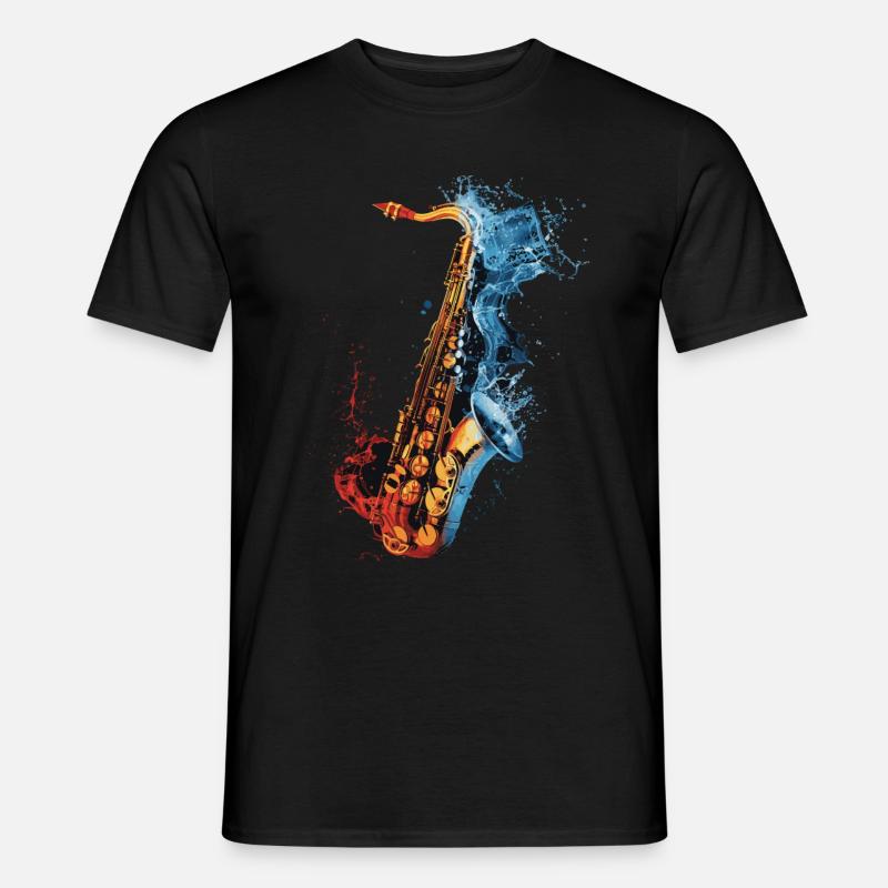 Saxophon - Männer T-Shirt - Schwarz