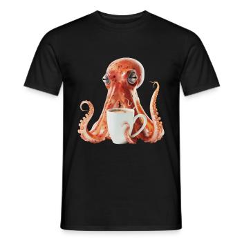 Tintenfisch Kaffee - Männer T-Shirt - Schwarz - Vorne - AI Model Male 178 light (178cm)
