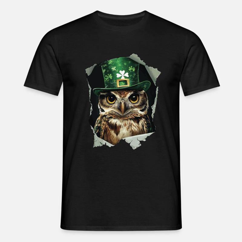 St. Patrick Eule - Männer T-Shirt - Schwarz