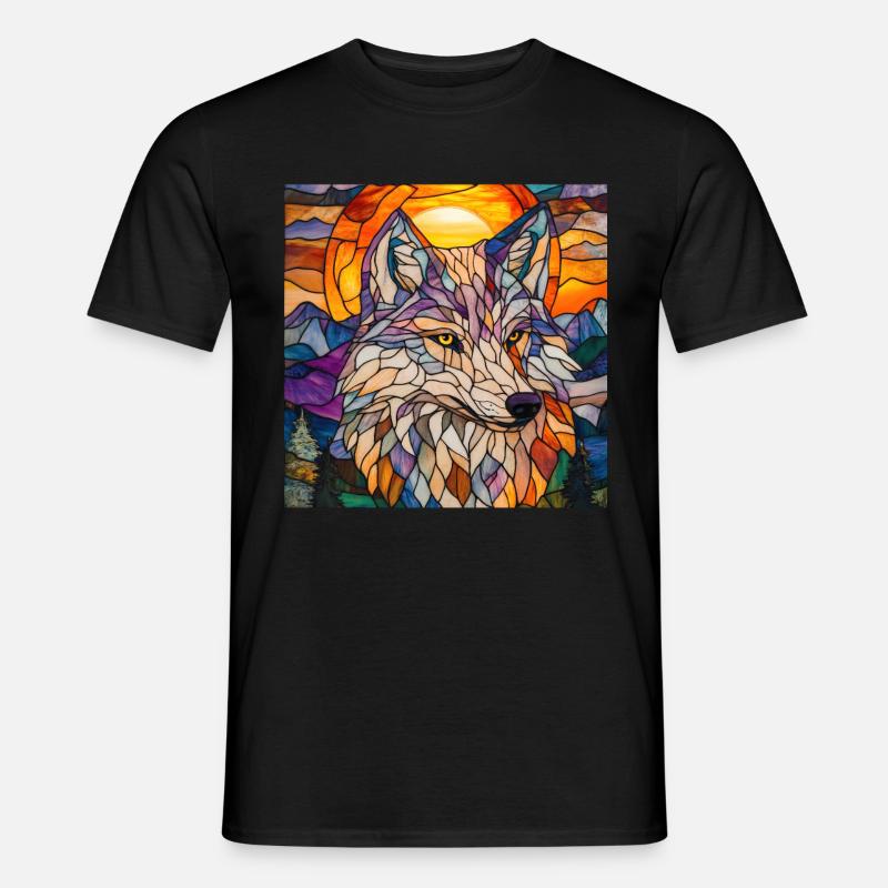 Wolf - Männer T-Shirt - Schwarz