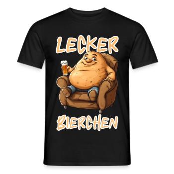 Lecker Bierchen X Couchpotato mit Bier lustiges - Männer T-Shirt - Schwarz - Vorne - AI Model Male 178 light (178cm)