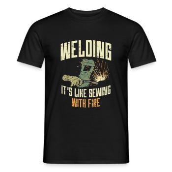 SOUDURE, c'est comme coudre. Avec le feu. - T-shirt homme - noir - Devant - AI Model Male 178 light (178cm)