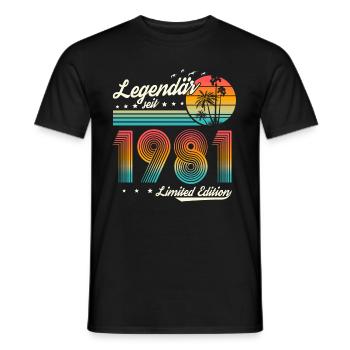 Legendär seit 1981 Jahrgang Geburtstag Retro - Männer T-Shirt - Schwarz - Vorne - AI Model Male 178 light (178cm)