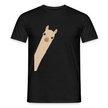 Alpaca Lama Gift Smile Hello - Men's T-Shirt - black - Front - AI Model Male 178 light (178cm)