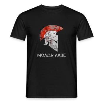 Sparta Krieger Helm Molon Labe - Männer T-Shirt - Schwarz - Vorne - AI Model Male 178 light (178cm)