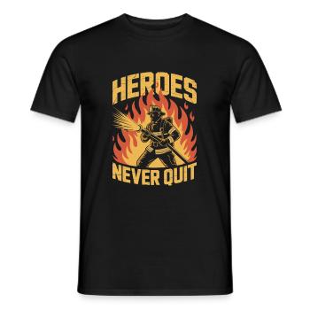 Heroes Never Quit Firefighter - Männer T-Shirt - Schwarz - Vorne - AI Model Male 178 light (178cm)