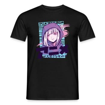 Fille japonaise de manga - T-shirt homme - noir - Devant - AI Model Male 178 light (178cm)