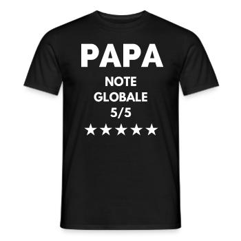 PAPA note globale 5 étoiles - T-shirt homme - noir - Devant - AI Model Male 178 light (178cm)