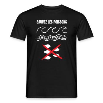 Sauvez les poissons - T-shirt homme - noir - Devant - AI Model Male 178 light (178cm)