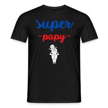 super papy - T-shirt homme - noir - Devant - AI Model Male 178 light (178cm)